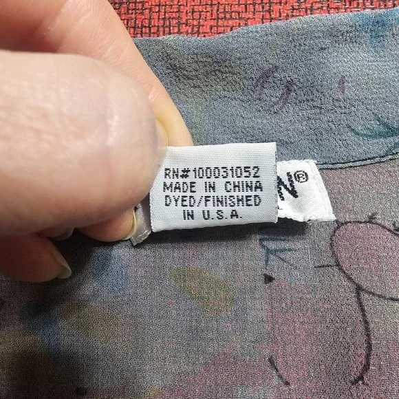 Citron Santa Monica Silk‎ Floral Button-Up Blouse S Sheer Asian Flowy Side Slit - Picture 10 of 10